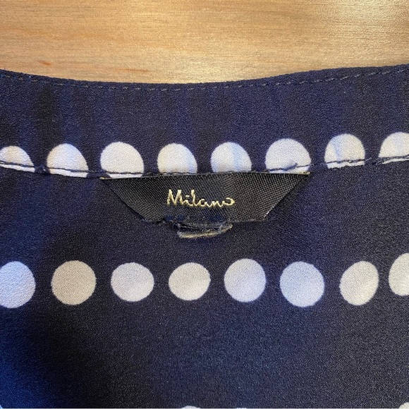 Milano XL Women’s Blouse Black w/ White Polka Dots 3/4 Sleeves 1/4 button Top - Picture 10 of 11